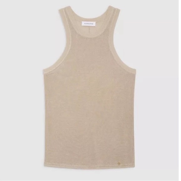 Anine Bing Sleeveless Noel Sweater Knit Tank Top Champagne Beige - Picture 3 of 15